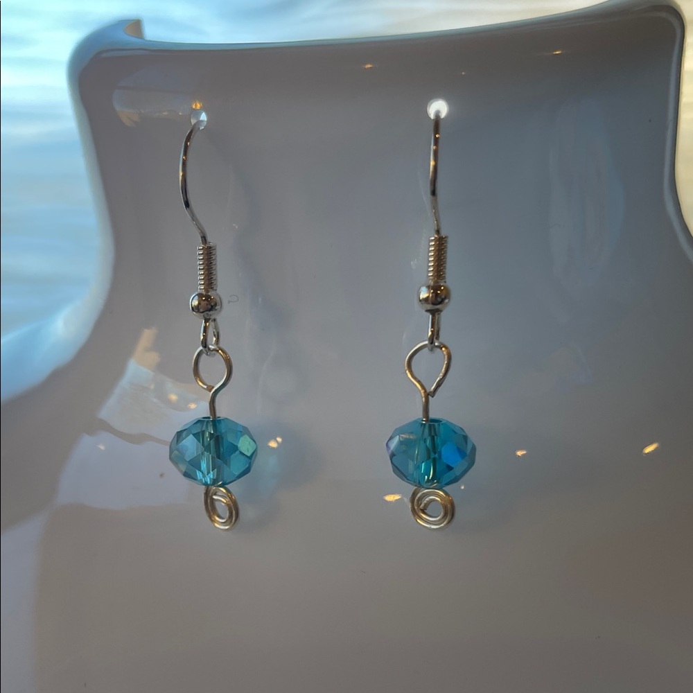 Chic Aqua Glass Dangle Earrings